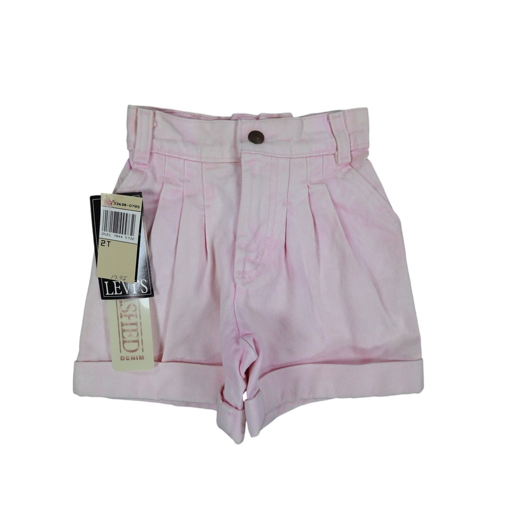 Levi's Denim Shorts Toddler 2T Vintage 90s Pink Cotton Pleated 900 Series USA